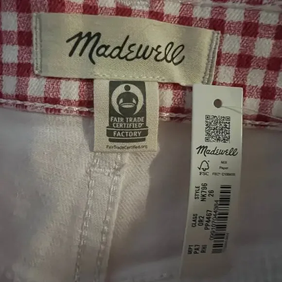 Madewell The Perfect Vintage Jean 26 Women’s Gingham Check Rosy Hibiscus - Picture 5 of 6